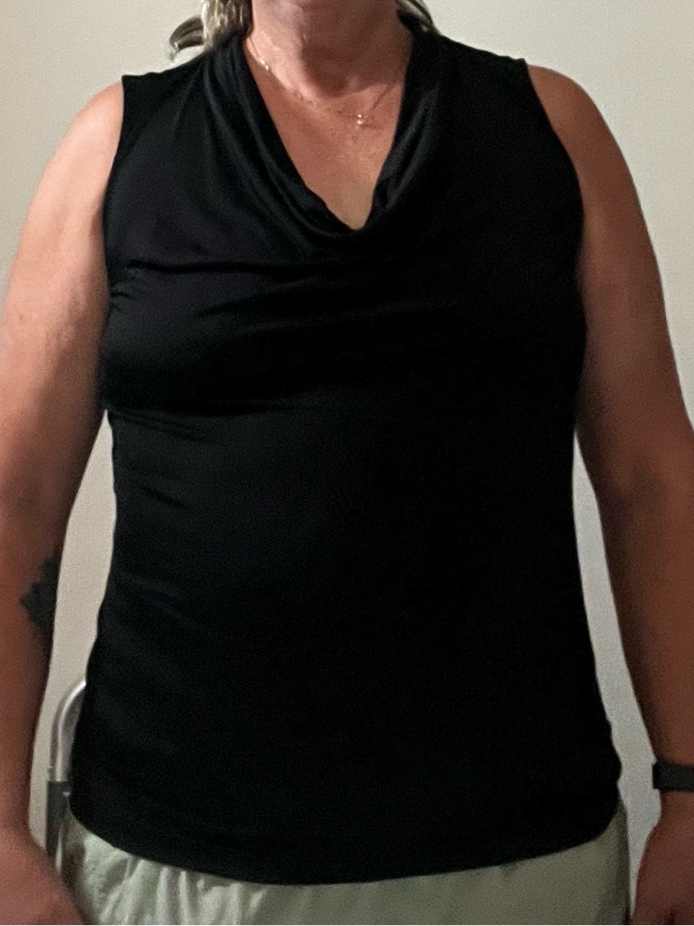 Black Sleeveless Cowl Neck Tank Top